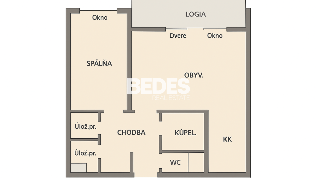 2-izbový byt na rekonštrukciu + loggia,šatník - Juh, Trenčín