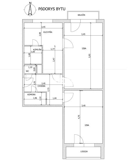 BEDES | 2izb, 64m2, 1x loggia, 1x balkón, 6/6p, Morovnianska