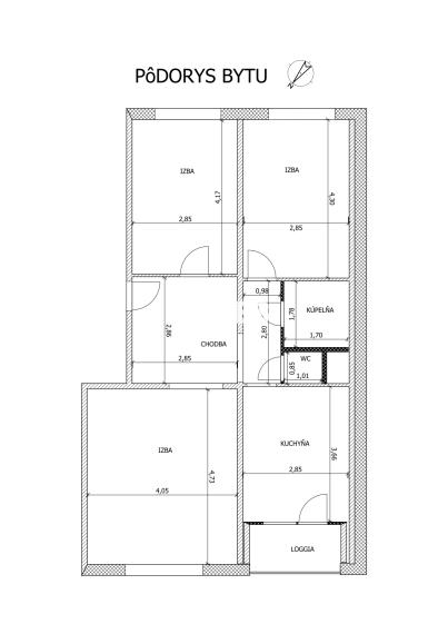 BEDES | EXKLUZÍVNE - 3i byt, 70m2, 1x loggia, 6p/8p., Mostná