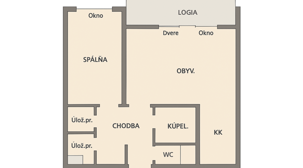 2-izbový byt s veľkou loggiou a šatníkom na sídlisku Juh | Trenčín