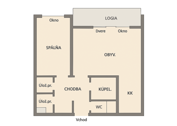 2-izbový byt s veľkou loggiou a šatníkom na sídlisku Juh | Trenčín